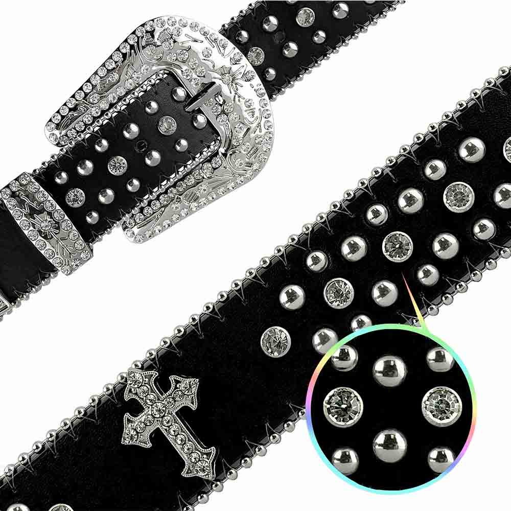 Black Cross Stones Belt