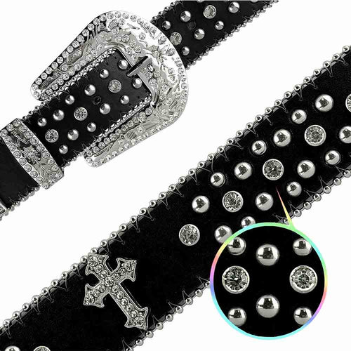 Black Cross Stones Belt