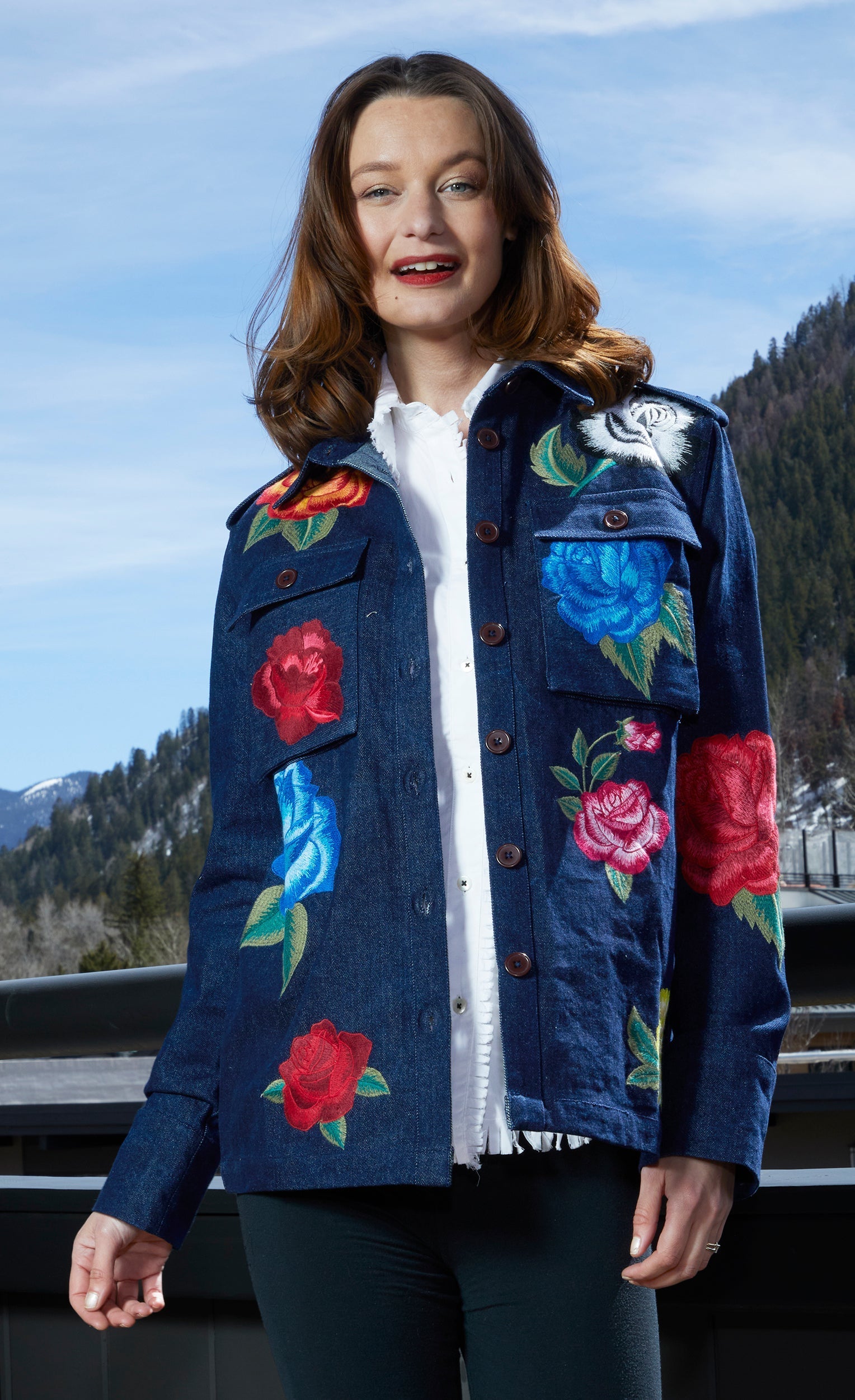 Floral Embroidery Denim Jacket