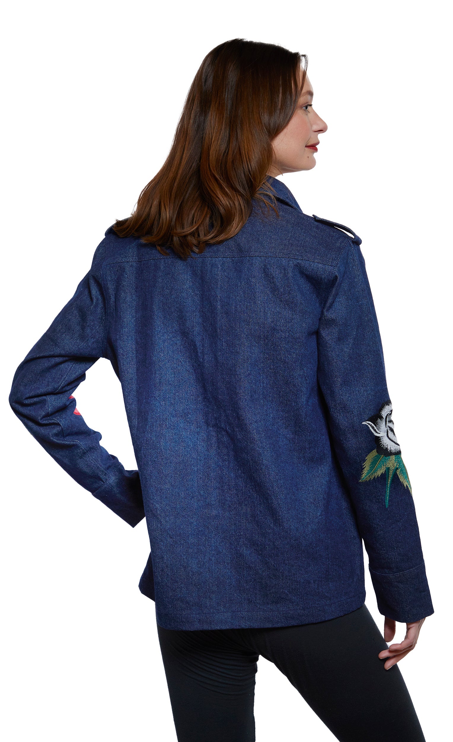 Floral Embroidery Denim Jacket