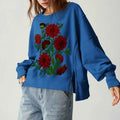 BlossomBlue Oversized Floral Sweatshirt