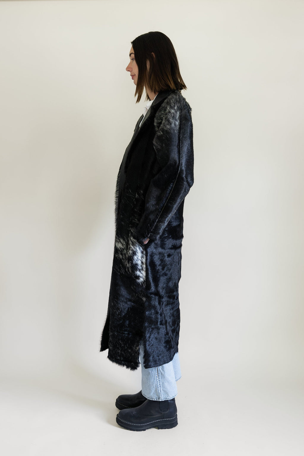 Cowhide Leather Trench Coat