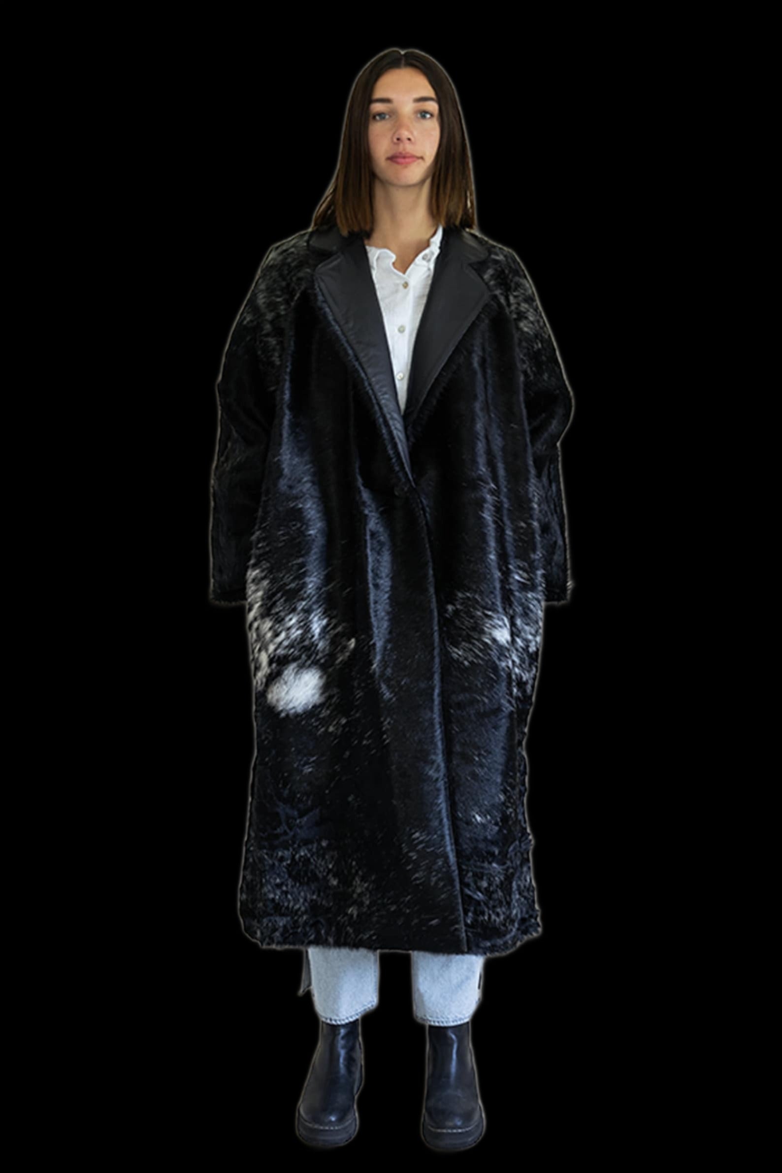 Cowhide Leather Trench Coat