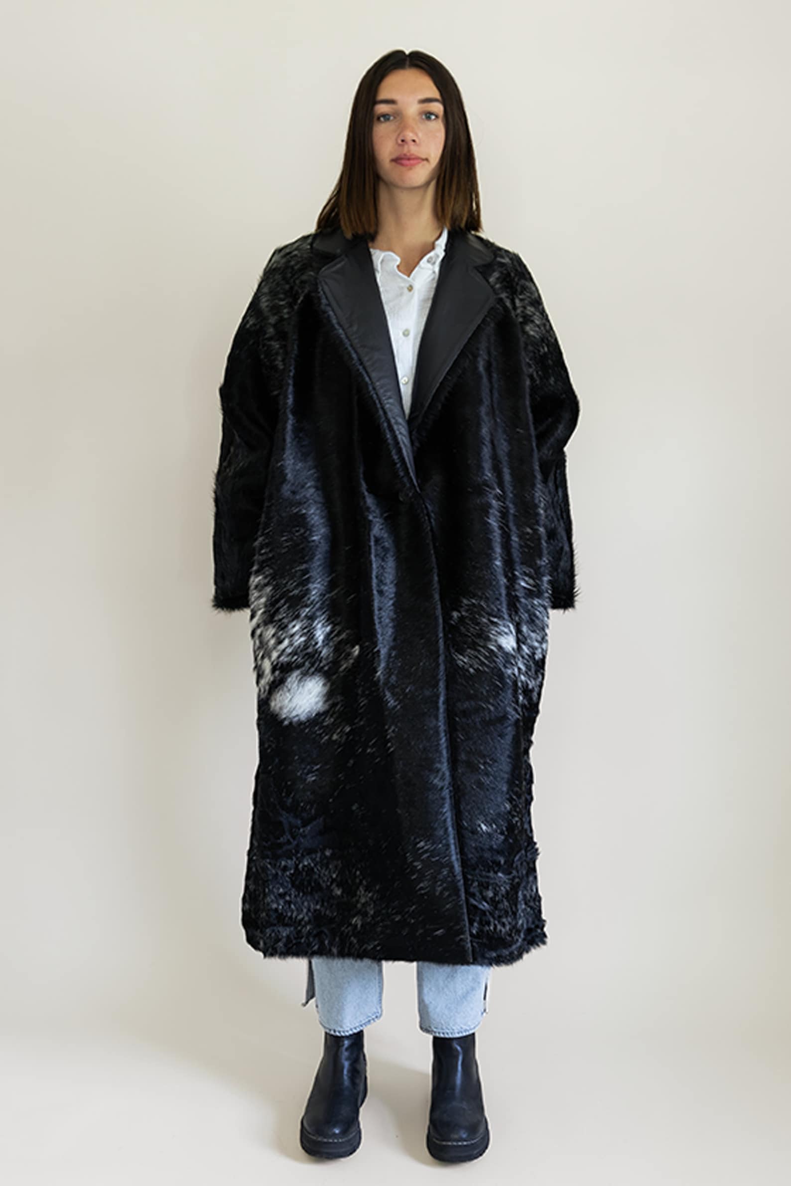 Cowhide Leather Trench Coat