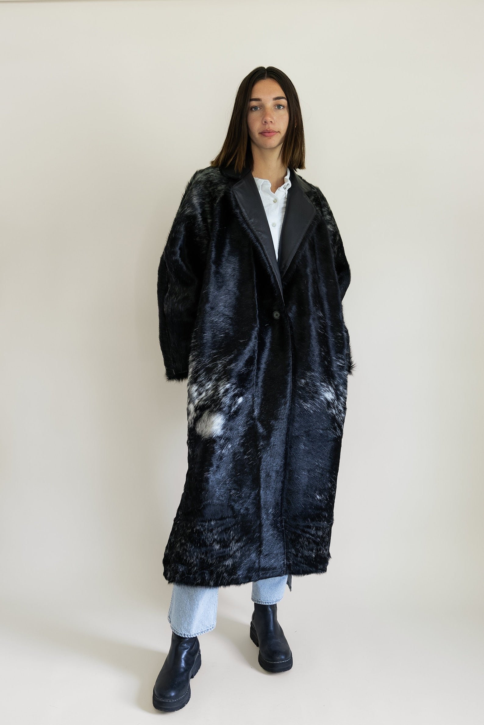 Cowhide Leather Trench Coat