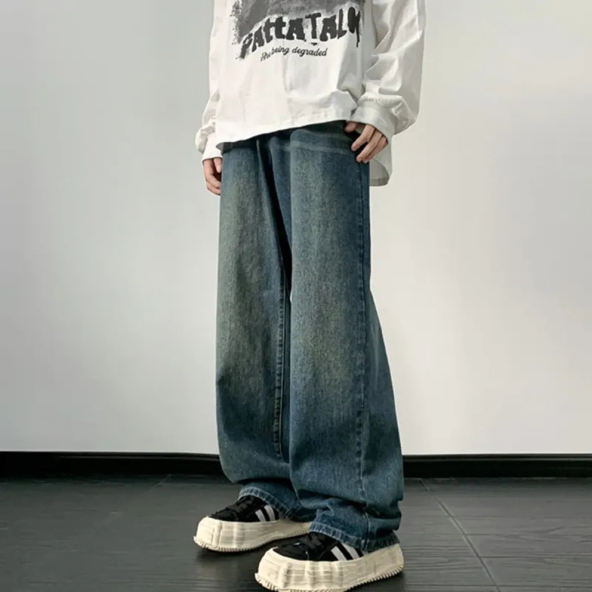 Vintage Wide Leg Denim Pants