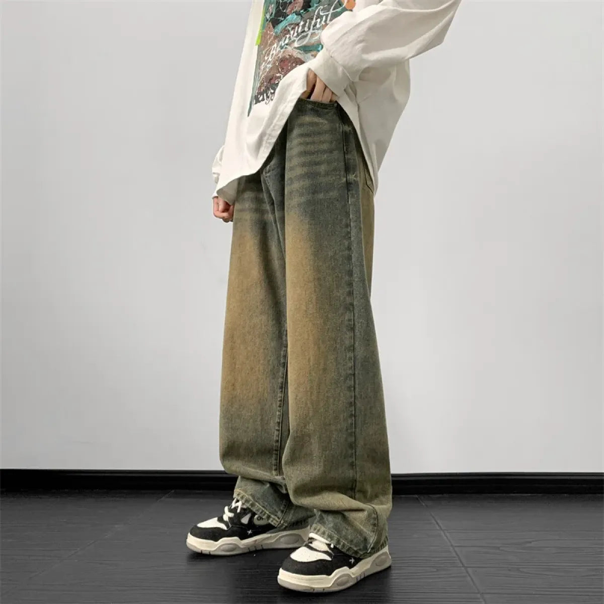 Vintage Wide Leg Denim Pants