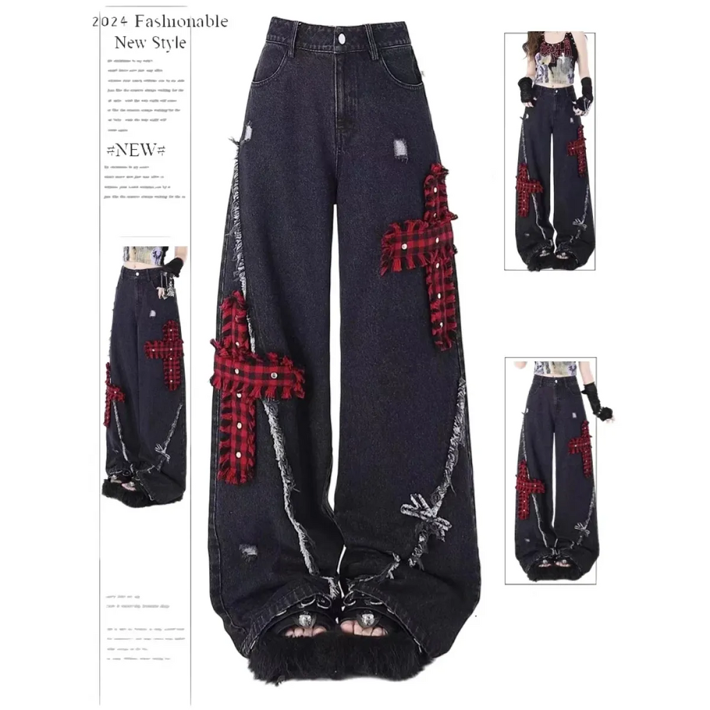 Gothic Patchwork Baggy Jeans