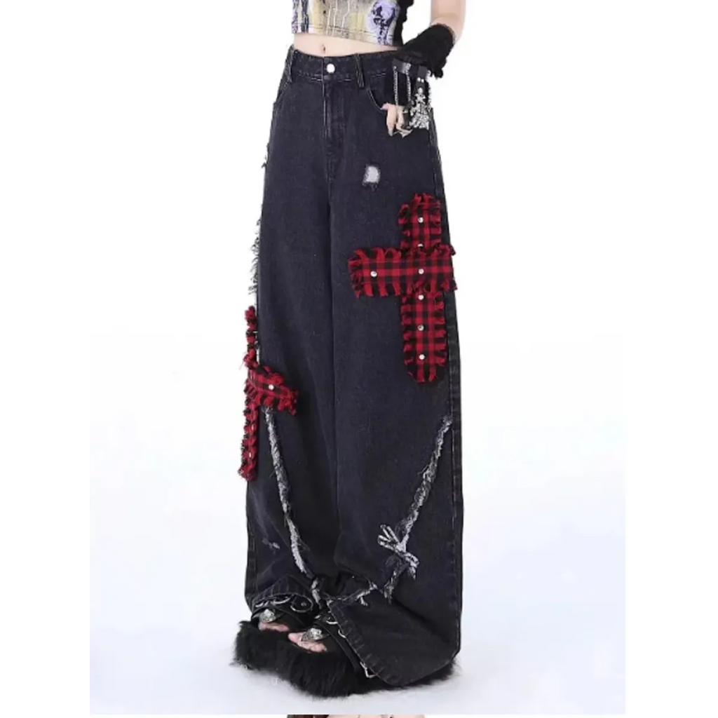 Gothic Patchwork Baggy Jeans