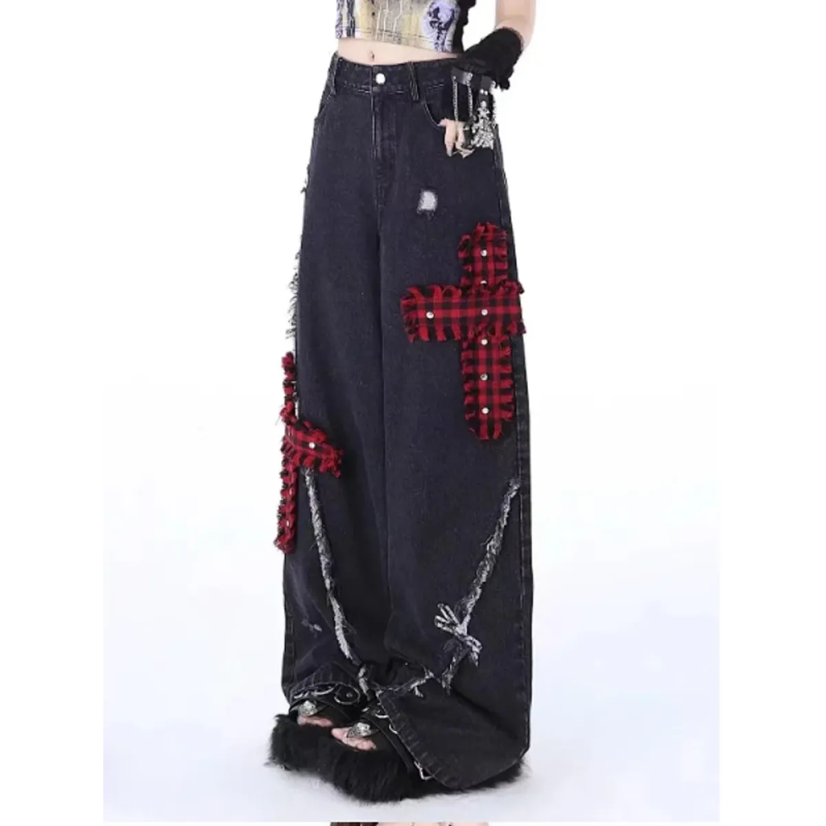 Gothic Patchwork Baggy Jeans