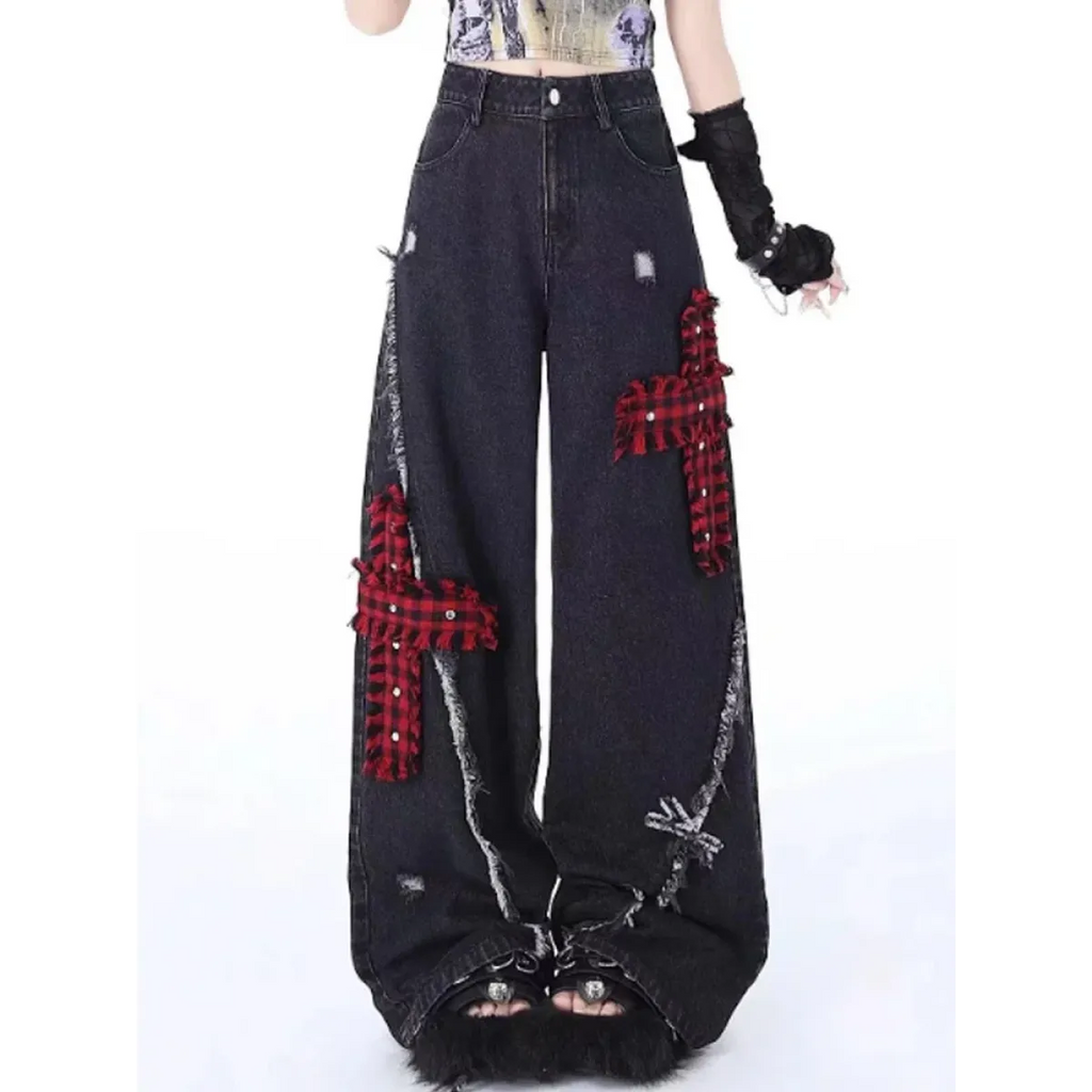 Gothic Patchwork Baggy Jeans