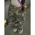 Camo Wide Leg Denim Shorts